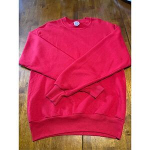 Vintage JERZEES Blank Solid Red 1980s Mens Sz Medium USA Crewneck Sweater GUC